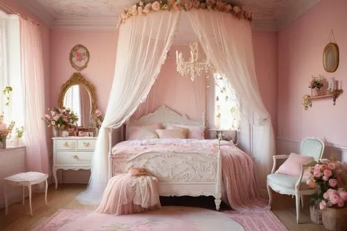 the little girl's room,canopy bed,bedroom,ornate room,children's bedroom,baby room,shabby chic,shabby-chic,beauty room,nursery decoration,bridal suite,room newborn,great room,guest room,sleeping room,rococo,doll house,four poster,danish room,baby pink,Conceptual Art,Sci-Fi,Sci-Fi 25