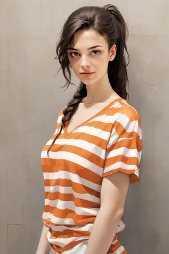 striped background,orange,cotton top,horizontal stripes,orange color,tee,in a shirt,portrait background,liberty cotton,stripes,rockabella,female model,lira,bright orange,orange half,tshirt,hd,mime,girl in t-shirt,striped,Digital Art,Comic