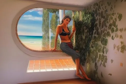 window seat,window with sea view,digital compositing,aircraft cabin,inverted cottage,travel woman,ms island escape,big window,cabana,rest room,image manipulation,window treatment,bedroom window,female