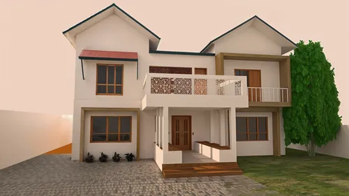 a very nice and neat house in the 3d,3d rendering,dormers,floorplan home,3d rendered,two story house,houses clipart