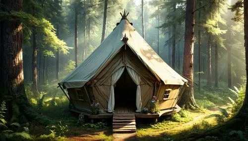 house in the forest,tent,knight tent,small cabin,indian tent,tent at woolly hollow,forest house,forest background,gypsy tent,cabin,tents,forest chapel,fishing tent,wigwam,wooden hut,teepee,treehouses,encampment,greenhut,log cabin,Conceptual Art,Fantasy,Fantasy 11