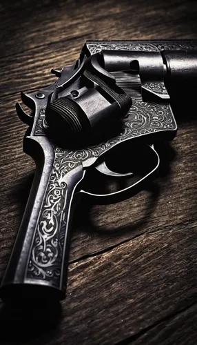 A menacing gun cast in shadows.,smith and wesson,vintage pistol,colt 1873,handgun,air pistol,a pistol shaped gland,45 acp,colt 1851 navy,revolvers,firearm,gun accessory,combat pistol shooting,handgun 