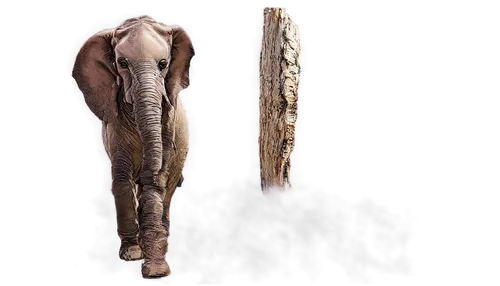 Realistic elephant, African savanna, wrinkled grey skin, tusks, large ears, detailed eyes, long eyelashes, thick legs, curled toenails, standing, front view, 3/4 composition, warm sunlight, soft shado