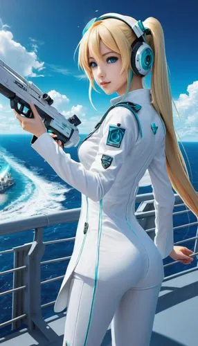 heavy object,marineau,arpeggio,ssx,enterprise,macrossan,pacifica,marina,naval,sea scouts,intrepid,senkaku,millia,oceanian,xeelee,at sea,femforce,oceanica,yachtswoman,girl with gun,Conceptual Art,Fantasy,Fantasy 03