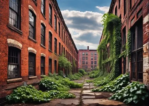 red bricks,red brick,urban landscape,brickyards,deindustrialization,warehouses,alleyways,brownstones,callowhill,alleys,redbrick,alleyway,old linden alley,laclede,brickworks,brownfields,lowertown,alley,lofts,red brick wall,Art,Artistic Painting,Artistic Painting 34