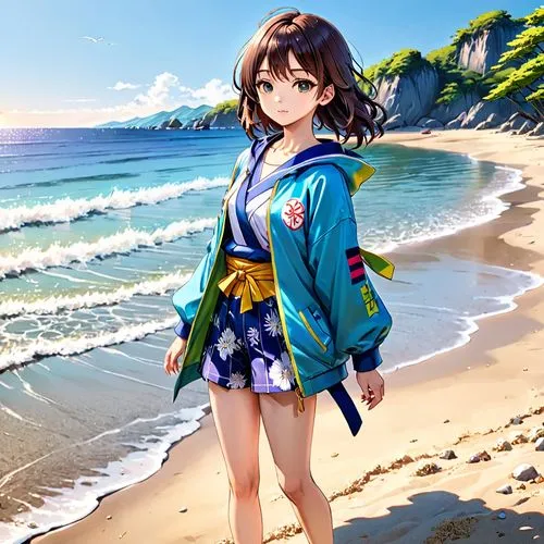 kumiko,beach background,beach scenery,suzumiya,yanmei,niijima,Anime,Anime,General