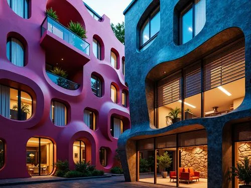 masdar,apartment block,mahdavi,riad,cubic house,mvrdv,apartment building,colorful facade,townhouses,an apartment,3d rendering,lofts,apartment blocks,townhomes,blocks of houses,ocad,apartment complex,architettura,pink squares,urban design