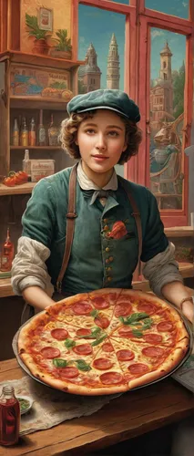 pizza supplier,pizzeria,pizza service,woman holding pie,order pizza,brick oven pizza,pizza stone,the pizza,pizza,sicilian pizza,pizol,chef,pan pizza,placemat,jigsaw puzzle,italian painter,children's background,pizza box,restaurants online,antipasta,Illustration,Retro,Retro 24