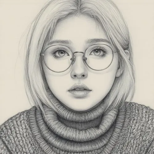 girl portrait,girl drawing,turtleneck,graphite,turtlenecks,digital drawing,portrait of a girl,sweater,woman portrait,knit,oval frame,portrait,pencil drawing,silver framed glasses,artist portrait,pencil and paper,pencil frame,face portrait,female portrait,kotova,Illustration,Black and White,Black and White 13