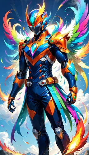 archangel,garuda,rainbow background,guardian angel,phoenix rooster,the archangel,nebula guardian,wind warrior,colorful foil background,phoenix,superhero background,bird of paradise,business angel,glider pilot,nova,raimbow,ora,sky hawk claw,winged,prophet,Anime,Anime,General