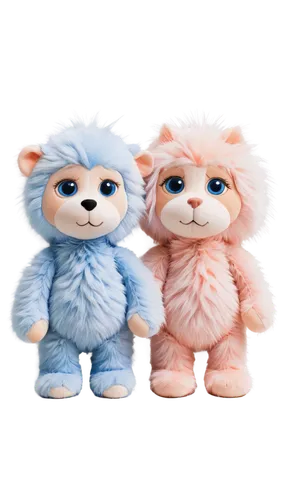 Sad plush toys, cuddly toys, white background, solo, 3/4 composition, soft focus, warm lighting, facial close-up, detailed eyes, tears in eyes, droopy ears, fluffy fur, pastel colors, realistic textur