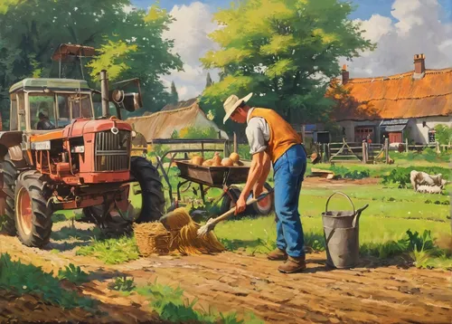 Driesten A.J. van | Arend Jan van Driesten | Paintings offered for sale | At work on the farmyard        Farmer working in his yard, oil on canvas 52.5 x 76.5 cm, signed l.r.,farm landscape,farmer,agr