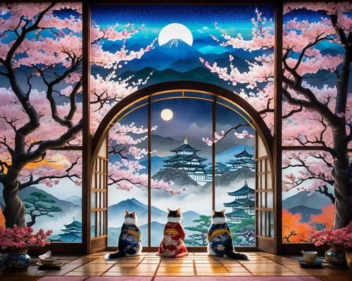 studio ghibli,ghibli,stage curtain,the little girl's room,theater curtain,fantasy picture,Unique,Paper Cuts,Paper Cuts 08