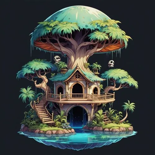 treehouse,tree house,treehouses,tree house hotel,house in the forest,forest house,Illustration,Abstract Fantasy,Abstract Fantasy 11