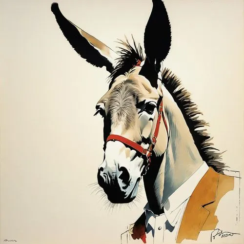 gemsbok,winnetou,donkey of the cotentin,platero,thelwell,noseband,degrazia,konik,tamburro,blackbuck,cavallo,springbok,equine,zonkey,cavaliere,elands,donkey,mule,eland,wassily,Illustration,Paper based,Paper Based 12