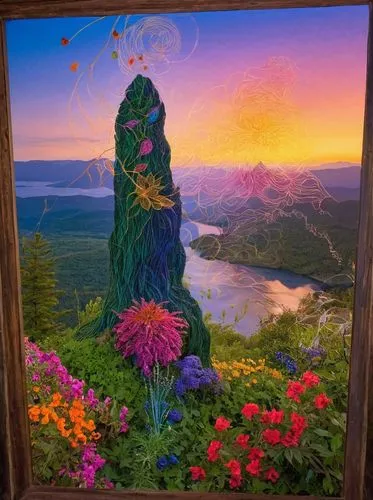 window view,window with sea view,window to the world,ventana,mountain flower,glass painting,Photography,Documentary Photography,Documentary Photography 31