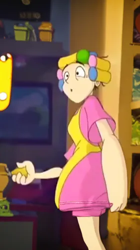 angelica,yellow purse,star kitchen,animated cartoon,gordita,rockabella,nanas,cynthia (subgenus),cooking show,banana peel,banana,girl in the kitchen,frula,she,girl with bread-and-butter,little yellow,c