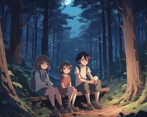 in the forest,forest walk,happy children playing in the forest,pine family,forest,the forest,shelter,studio ghibli,haunted forest,nettle family,fireflies,birch family,the three magi,the woods,forest clover,chestnut forest,childhood friends,family outing,pines,forest of dreams