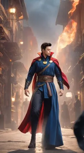 the villain in doctor strange and the man with no name standing on a city street,jiangdong,kongfu,xiaojian,kryptonian,auron,yuhuan