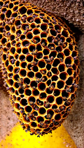 Underground, bee hive, thousands of bees, honeycomb structure, wax cells, busy bees working, golden honey, dark brown earth, moist soil, intricate tunnel system, warm lighting, macro photography, shal