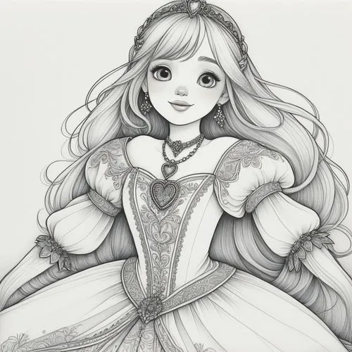 princess anna,princess sofia,peignoir,fairy tale character,thumbelina,ballgown,Illustration,Black and White,Black and White 13