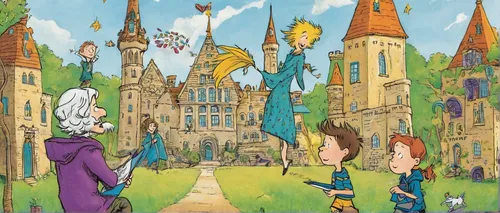 hogwarts,children's fairy tale,fairy tale castle,fairy world,knight village,studio ghibli,fantasy city,amusement park,fairy village,tokyo disneyland,alice in wonderland,hare trail,cartoon forest,magical adventure,easter banner,fairytale characters,dandelion hall,fairy tale,the pied piper of hamelin,oxford,Illustration,Children,Children 02