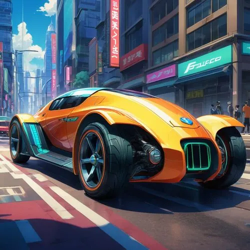 3d car wallpaper,futuristic car,electric sports car,cartoon car,autotron,brum,Illustration,Japanese style,Japanese Style 03