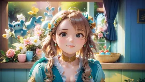 aerith,rapunzel,princess anna,malon,floricienta,elsa,Anime,Anime,Traditional