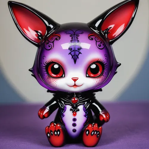 cartoon cute anime fantasy purple and red and black transparent alien bunny tiger fox humanoid body vampire,a voodoo doll,the voodoo doll,deco bunny,voodoo doll,two-point-ladybug,ladybug,voo doo doll,