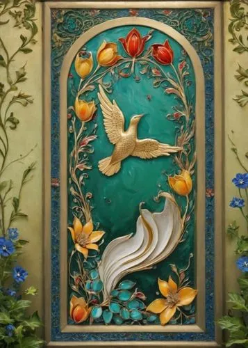dove of peace,floral and bird frame,doves of peace,norouz,art nouveau frame,garden door,iranian nowruz,an ornamental bird,wall decoration,gournay,simorgh,maiolica,decoration bird,peace dove,blue birds and blossom,cloisonne,wall painting,jugendstil,isfahan,wall panel
