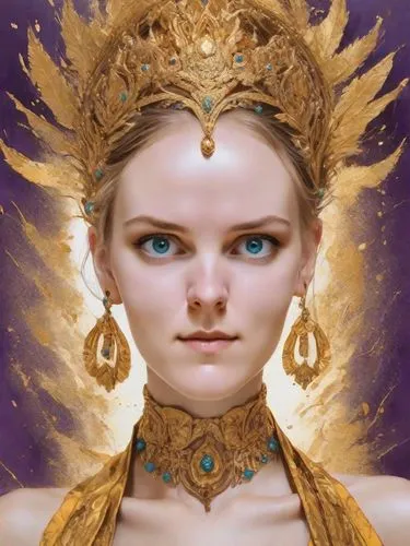 zodiac sign libra,priestess,fantasy portrait,golden crown,zodiac sign gemini,jaya,lakshmi,gold filigree,athena,fantasy art,sorceress,golden wreath,mary-gold,fae,amano,anahata,goddess of justice,celtic queen,virgo,dharma