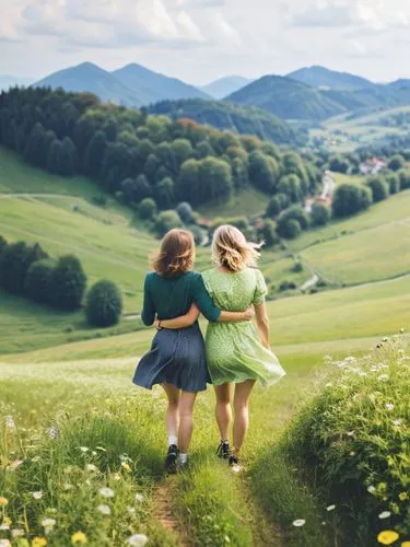 aaaa,little girls walking,girl and boy outdoor,kneipp,sound of music,walking in a spring,Photography,Documentary Photography,Documentary Photography 18