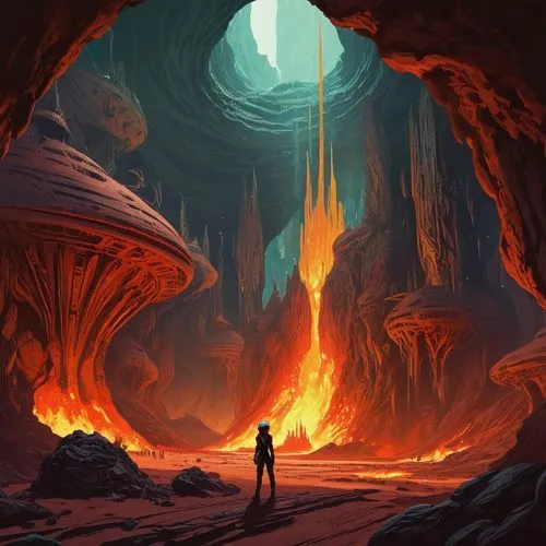 火焰中的女人,caverns,cavern,ice cave,caves,cave,lava,cave tour,chasm,volcanic,sea caves,spelunker,door to hell,cavernosum,lava balls,descent,blue caves,fire mountain,cavernosa,metavolcanic,magmatic,Conceptu