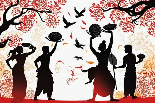 women silhouettes,celebration of witches,spirit ball,harvest festival,halloween silhouettes,all saints' day,party banner,aboriginal culture,autumn icon,spring equinox,river of life project,human rights day,throwing leaves,diwali banner,cd cover,indigenous culture,seasonal autumn decoration,kristbaum ball,thanksgiving background,women's handball,Illustration,Black and White,Black and White 31