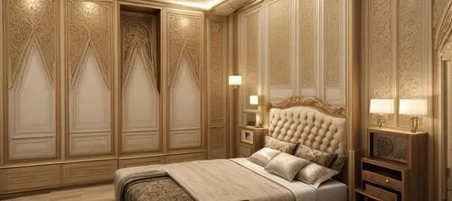 Luxury bedroom, president suit.,3d rendering,room divider,interior decoration,art deco,patterned wood decoration,interior design,danish room,bamboo curtain,render,japanese-style room,interior decor,lu