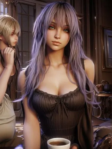 fie,barmaids,gentiana,cuppa,café au lait,doll looking in mirror