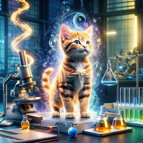 chemist,scientist,sci fiction illustration,science education,physicist,cat vector,laboratory,lab,bunsen burner,science channel episodes,researcher,cat image,electron,digital compositing,biologist,quantum physics,science fiction,science book,microbiologist,quantum