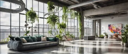 loft,lofts,hanging plants,modern decor,house plants,contemporary decor,houseplants,hanging plant,houseplant,interior design,apartment lounge,penthouses,interior decor,green living,interior modern design,philodendron,money plant,living room,indoor,planta,Illustration,Realistic Fantasy,Realistic Fantasy 39