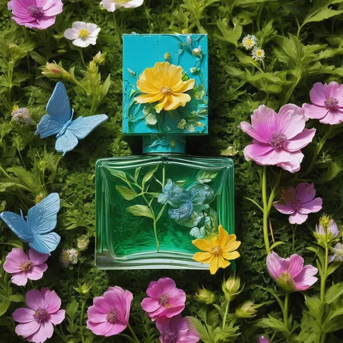 Imagine a romantic and dreamy perfume that transports you to a blooming garden at sunset.,parfum,blooming tea,botanical square frame,botanical frame,flowers frame,flower painting,fragrance,floral silh