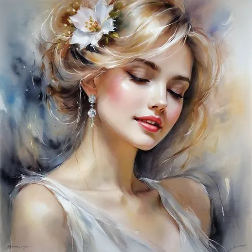 vanderhorst,romantic portrait,donsky,behenna,watercolor pin up,whitmore,beguelin,evgenia,flower fairy,dmitriev,etty,fairest,peignoir,vintage angel,heighton,faery,jessamine,mystical portrait of a girl,flower girl,beautiful girl with flowers,Illustration,Paper based,Paper Based 11