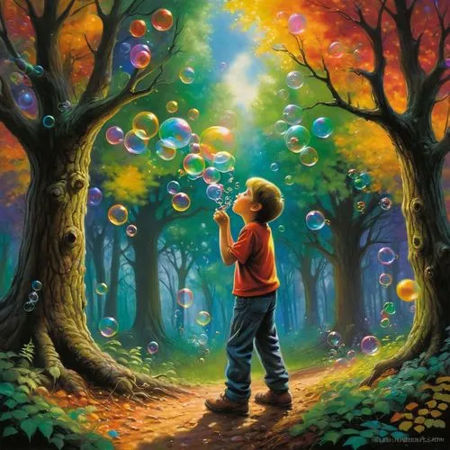 colorful balloons,rainbow color balloons,soap bubbles,little girl with balloons,inflates soap bubbles,soap bubble,Illustration,Realistic Fantasy,Realistic Fantasy 32