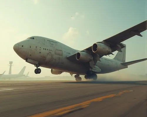 aircraft take-off,cargo plane,jumbojet,taxiway,airport runway,lowpass,Photography,General,Fantasy