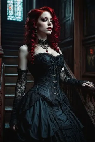 gothic woman,gothic dress,gothic portrait,victoriana,gothic style,victorian lady,dark gothic mood,corsetry,victorian style,corsets,corset,rasputina,sirenia,gothic,corseted,countess,victorian,vampire lady,vampire woman,bloodrayne,Illustration,American Style,American Style 12