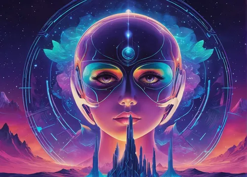 astral traveler,third eye,valerian,psychedelic art,sci fiction illustration,hamsa,cosmic eye,meridians,gemini,zodiac sign libra,astral,extraterrestrial,orbital,nebula guardian,hemisphere,scene cosmic,temples,inner space,extraterrestrial life,echo,Illustration,Realistic Fantasy,Realistic Fantasy 20