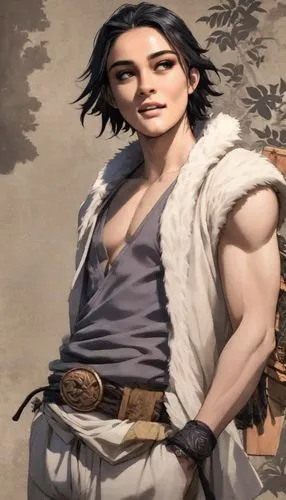 潛在太空船,a man with an ancient style outfit and a belt is holding a shield,jianghua,huanghua,ghazan,jiangdong,forsworn,jiangyong