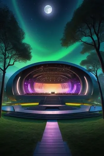 planetariums,ufo interior,musical dome,ufo,skydome,futuristic landscape,globen,amphitheater,auroras,cosmos field,uefa,murrayfield,mothership,circus stage,aurorae,planetarium,alien ship,football stadium,concert stage,sky space concept,Conceptual Art,Sci-Fi,Sci-Fi 15