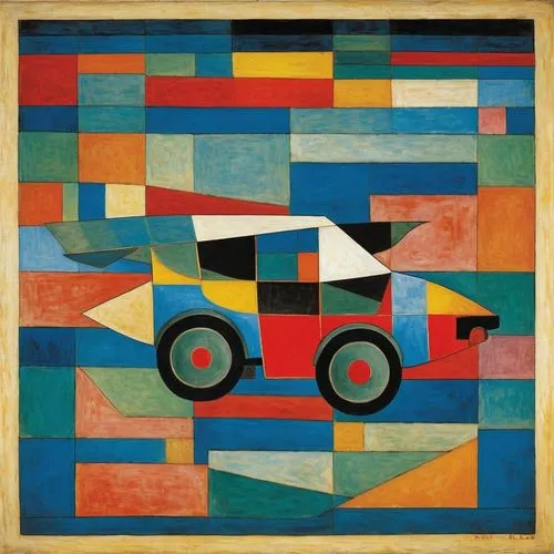 mondrian,automobile racer,matchbox car,cubism,automobile,racing car,automobiles,lancia prisma,picasso,race car,citroen,bobbycar-race,car sculpture,citroën acadiane,car racing,citroën,automotive decor,race cars,formula one car,automotive design,Art,Artistic Painting,Artistic Painting 45