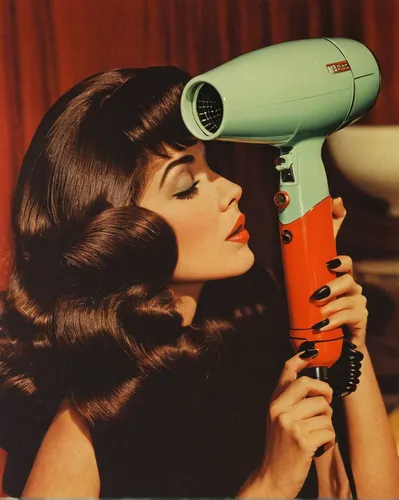 hairdryer,hair dryer,hair drying,hair iron,retro women,joan collins-hollywood,retro woman,heat gun,hairdressing,handheld electric megaphone,hairdresser,hairdressers,vintage 1950s,vintage makeup,model years 1960-63,handheld power drill,bouffant,vintage women,enlarger,retro girl,Illustration,American Style,American Style 08