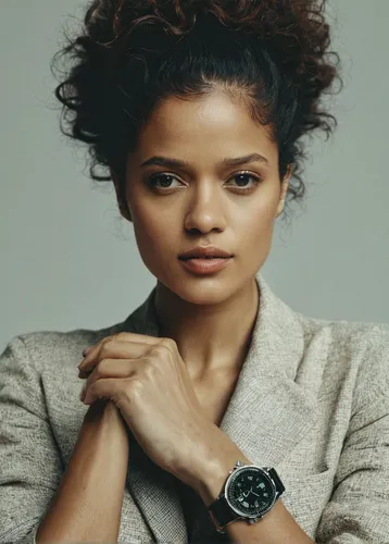 Image may contain: Human, Person, Gugu Mbatha-Raw, Clothing, Apparel, Female, Wristwatch, and Face,smart watch,apple watch,timepiece,wristwatch,analog watch,menswear for women,indian celebrity,wrist w