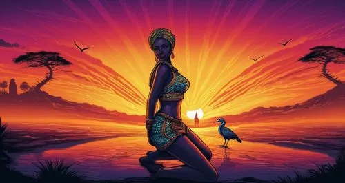 sunset at africa,shamanic,sundancer,kemet,neon body painting,african art,mythography,sun salutation,afrofuturism,sun god,akhnaten,psytrance,shamanism,shamanistic,khnum,sunquest,sundered,thoth,colorful